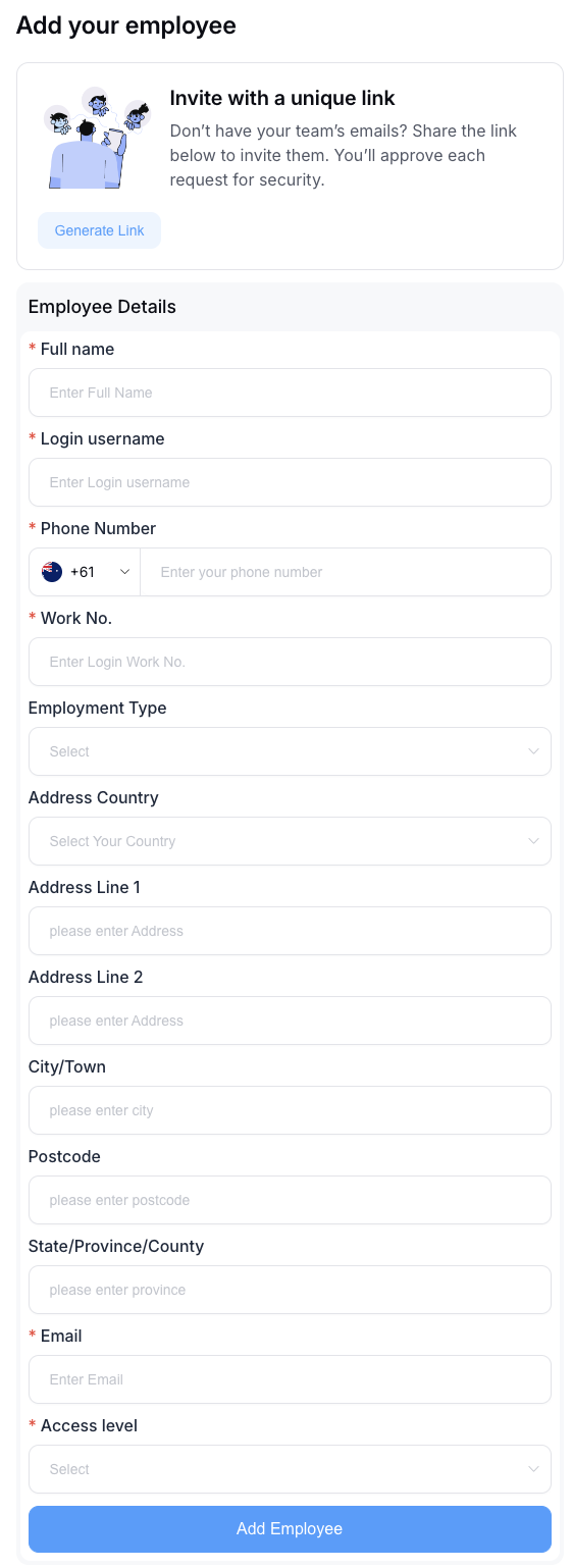 Hired Candidates - Add Employee