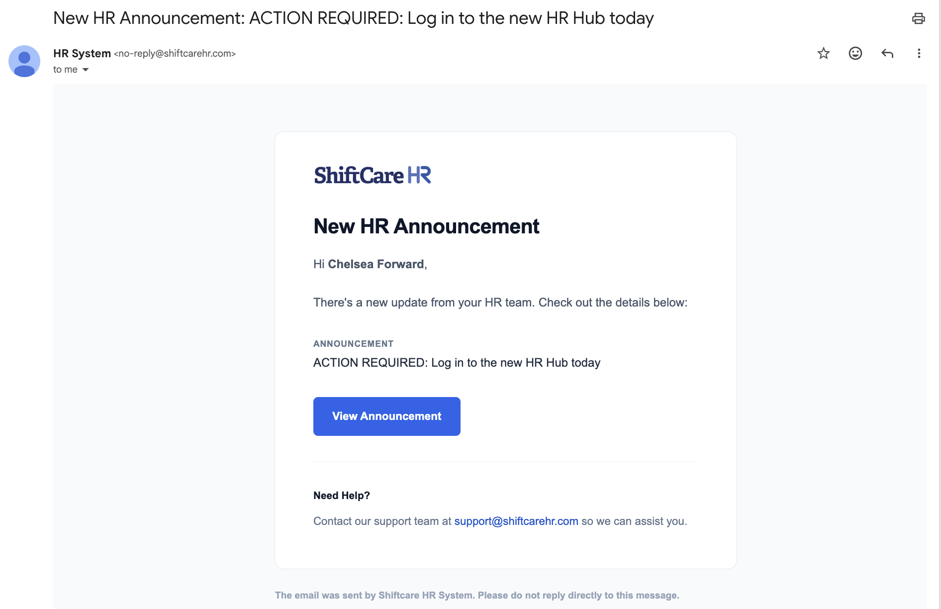 Announcement Notice Email