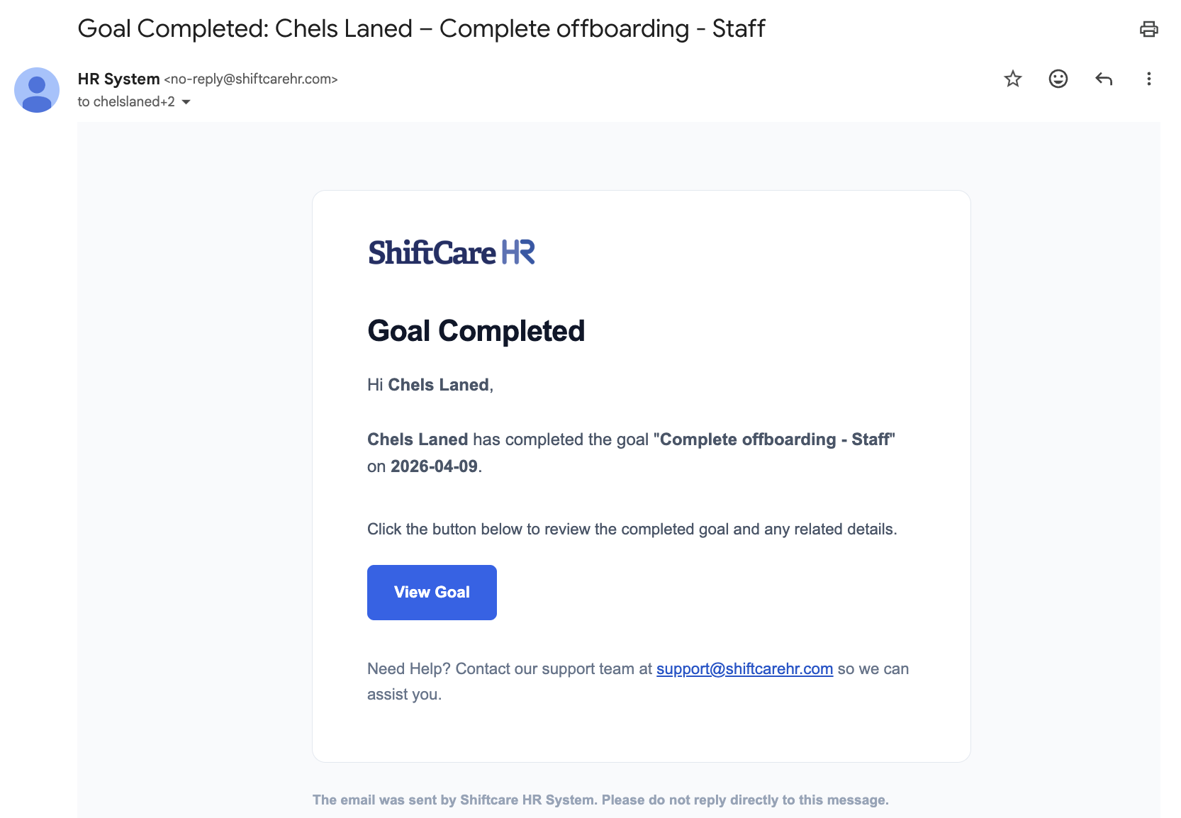 Offboarding Complete Email