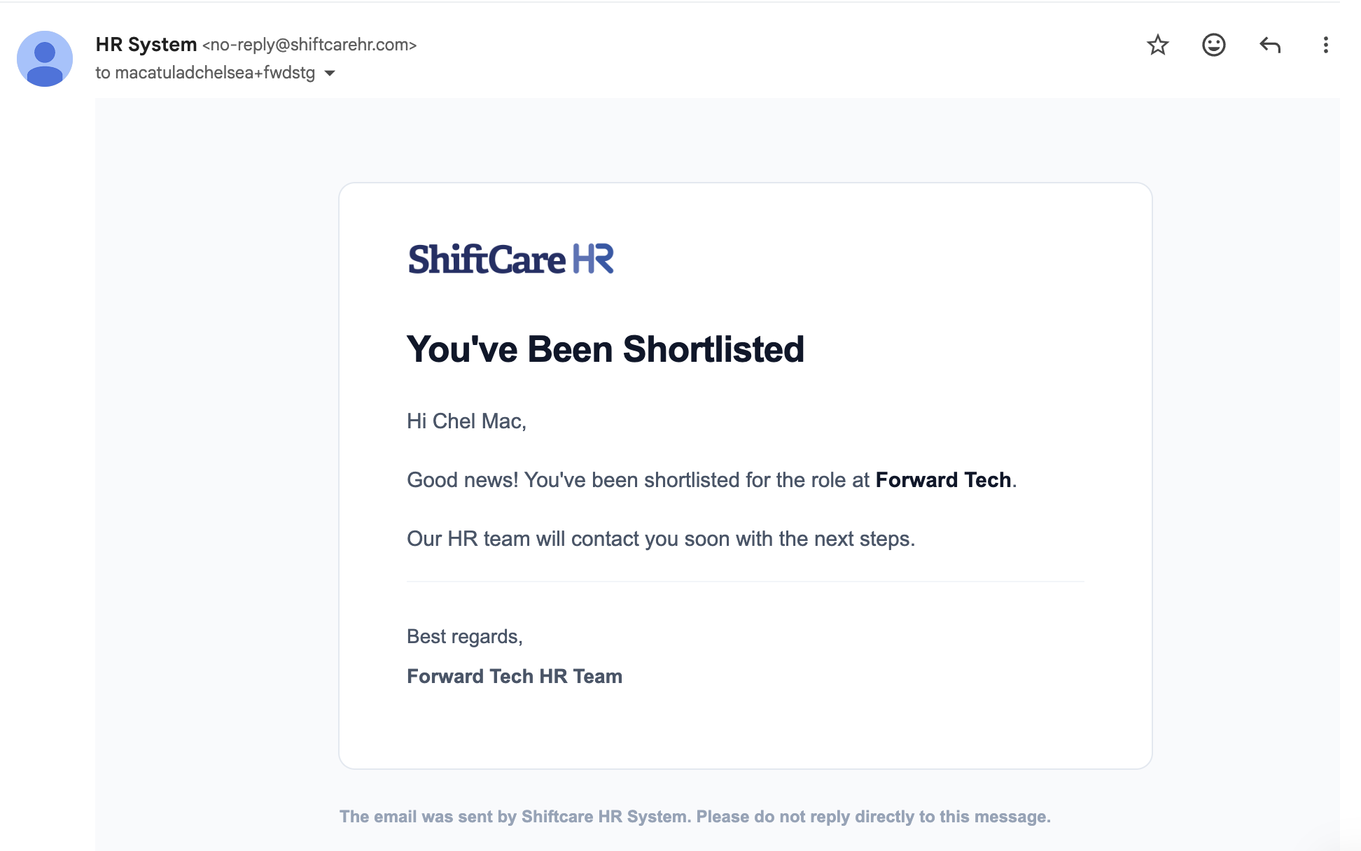 Shortlisted Email