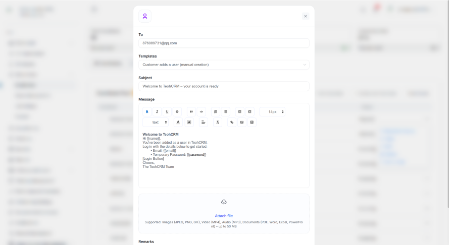 Email Content Auto-populate